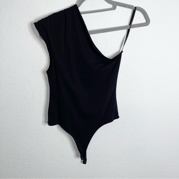 Theory Top Women Small P Bodysuit One Shoulder Blouse Black Soft - Picture 1 of 8